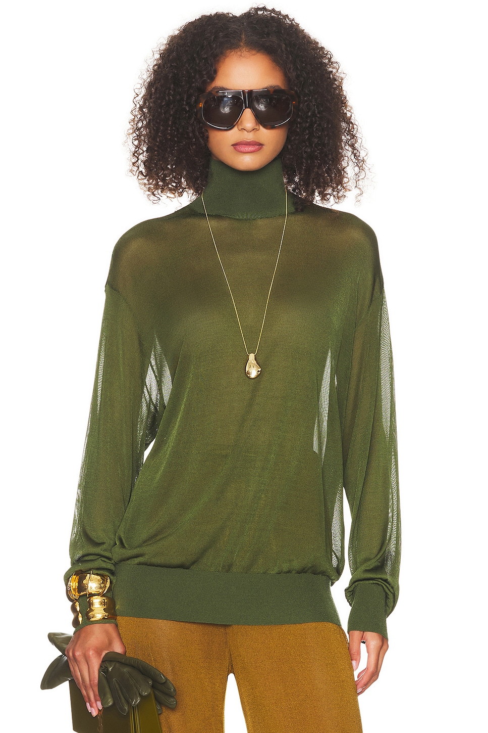 Image 1 of Helsa Madeira Turtleneck in Green