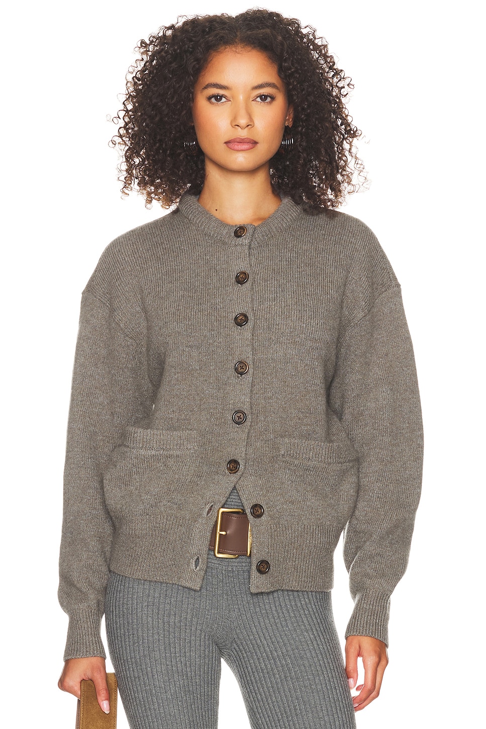 Image 1 of Helsa Denali Cardigan in Dark Marled Taupe