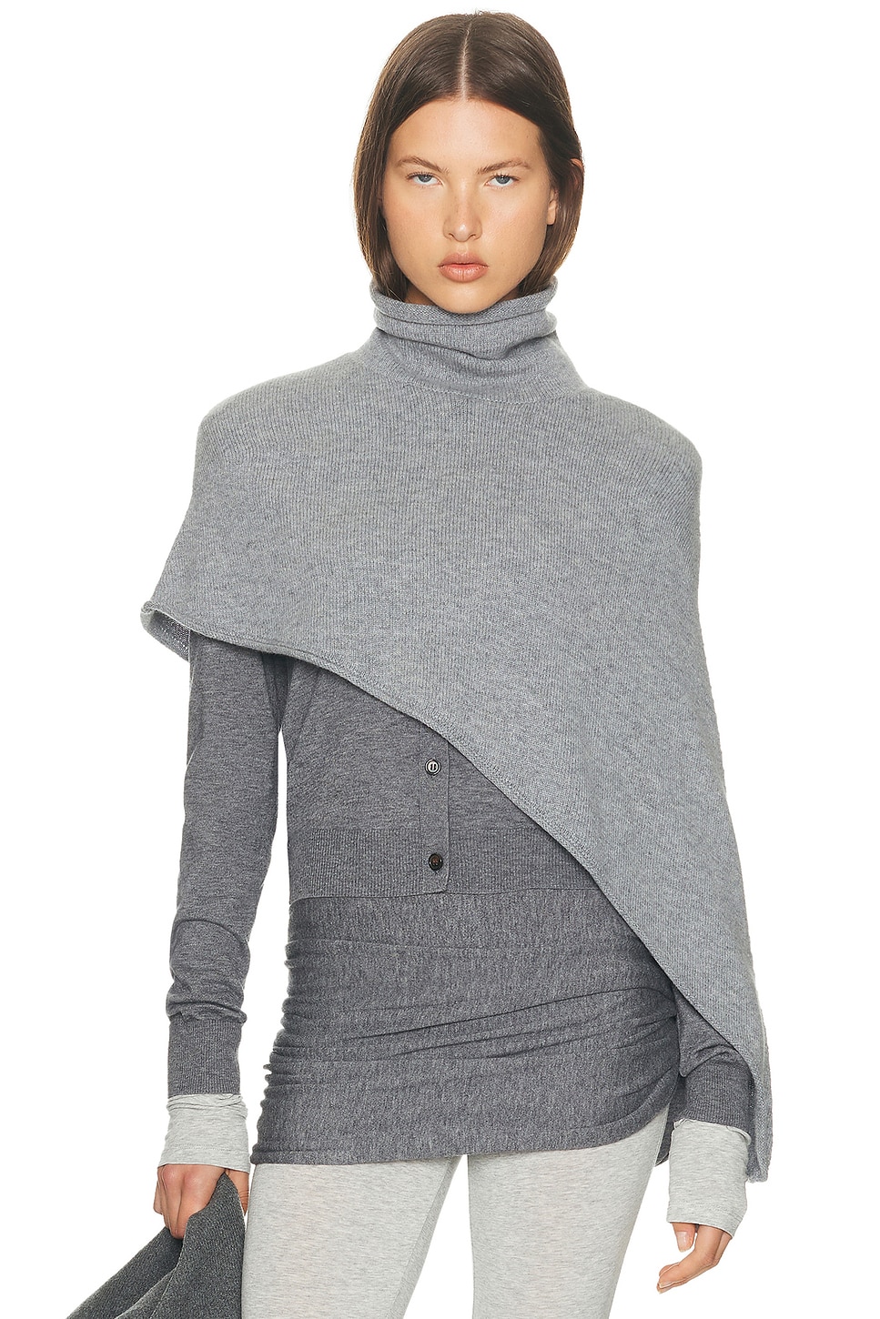 Image 1 of Helsa Loxley Asymmetric Cape in Heather Grey
