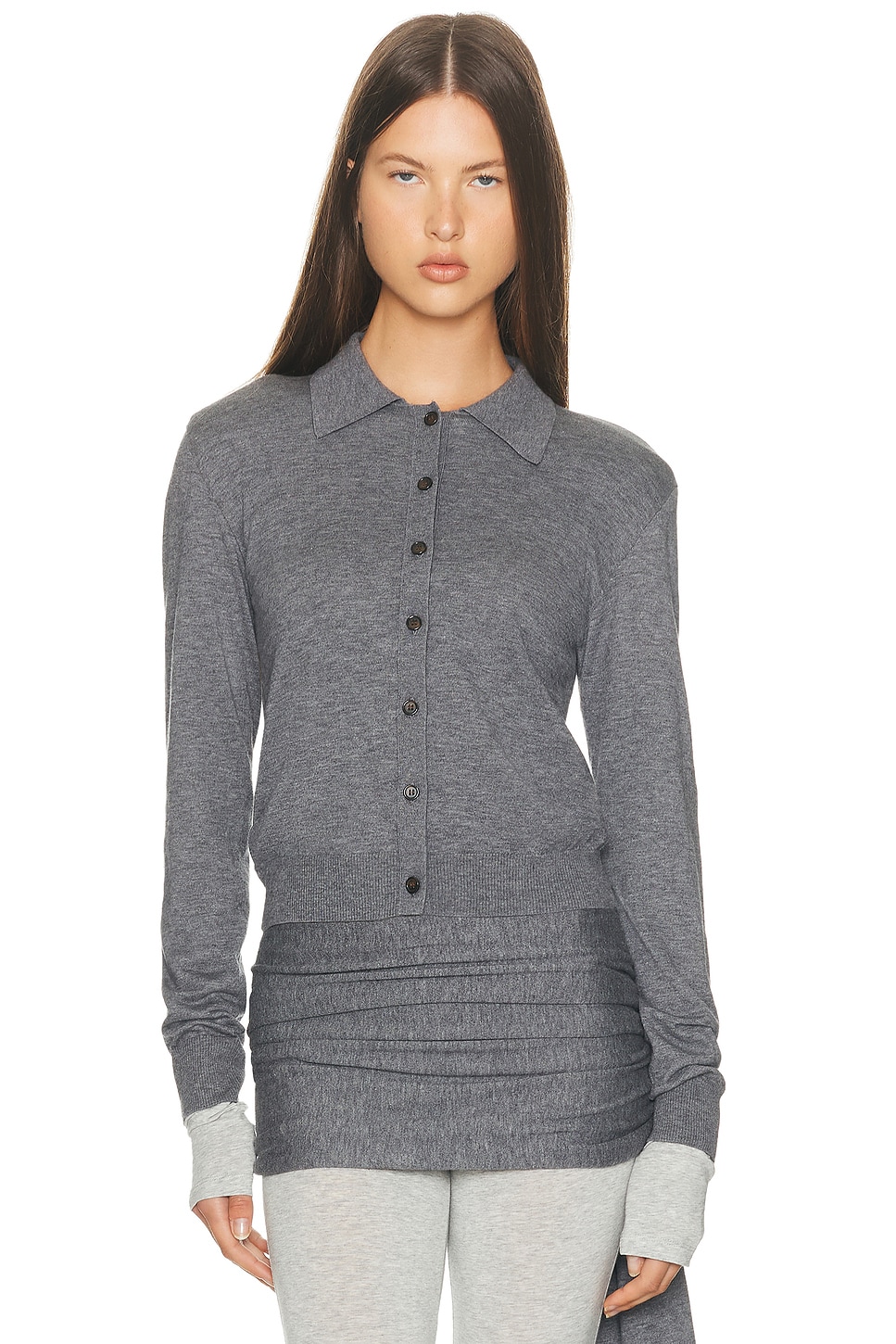 Image 1 of Helsa Kerstin Knit Cardigan in Medium Heather Grey