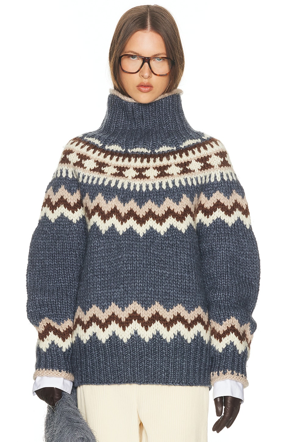 Image 1 of Helsa Asta Fairisle Sweater in Denim Multi