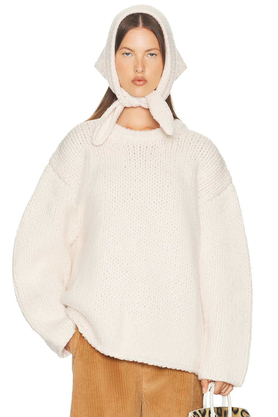 Image 1 of Helsa Kelcey Hand Knit Crewneck in Oat