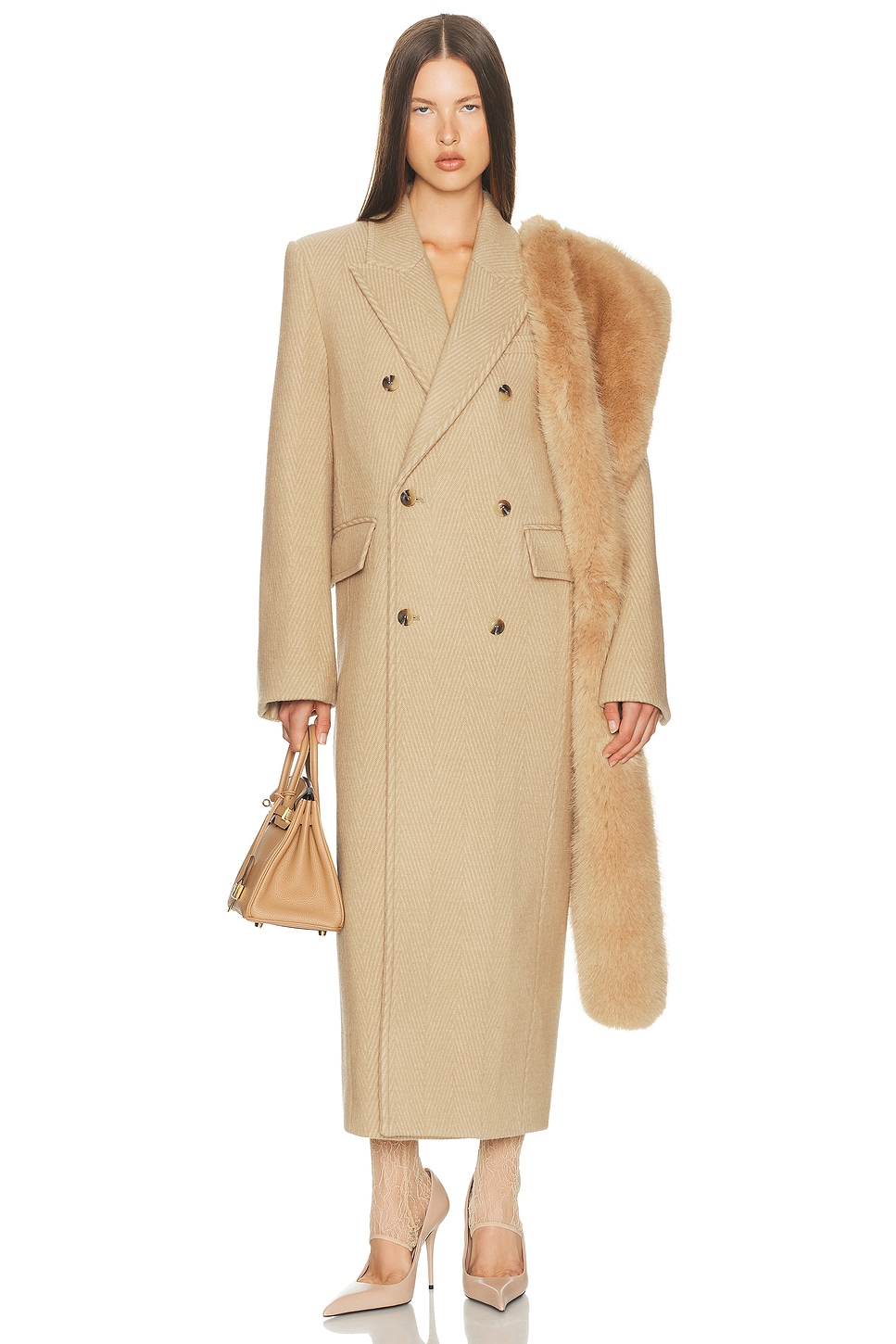 Image 1 of Helsa Boyfriend Coat in Toast