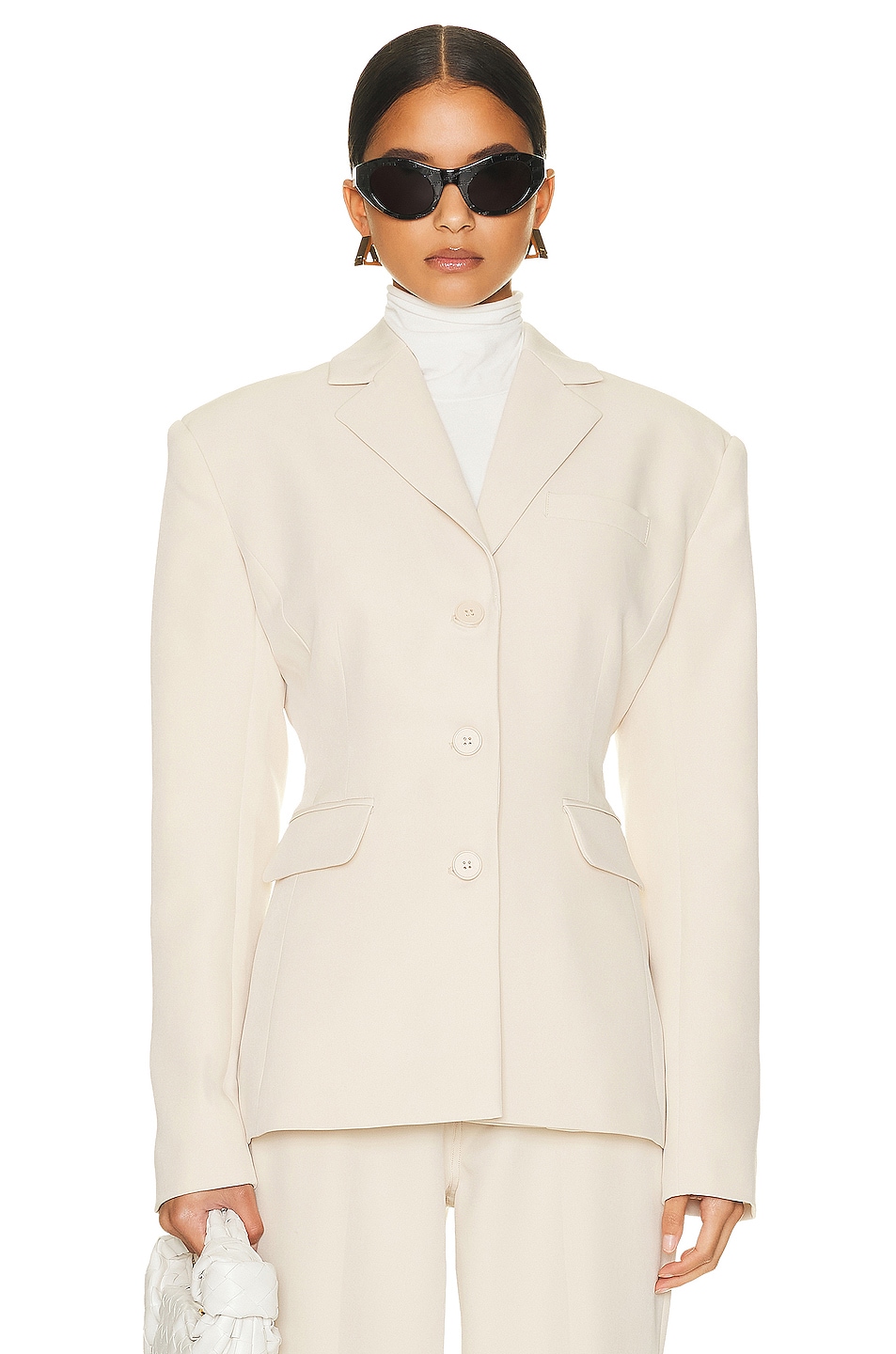 Image 1 of Helsa Recycled Twill S Curve Jacket in Light Khaki