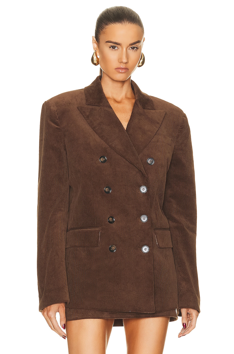Image 1 of Helsa Corduroy Double Breasted Jacket in Brown