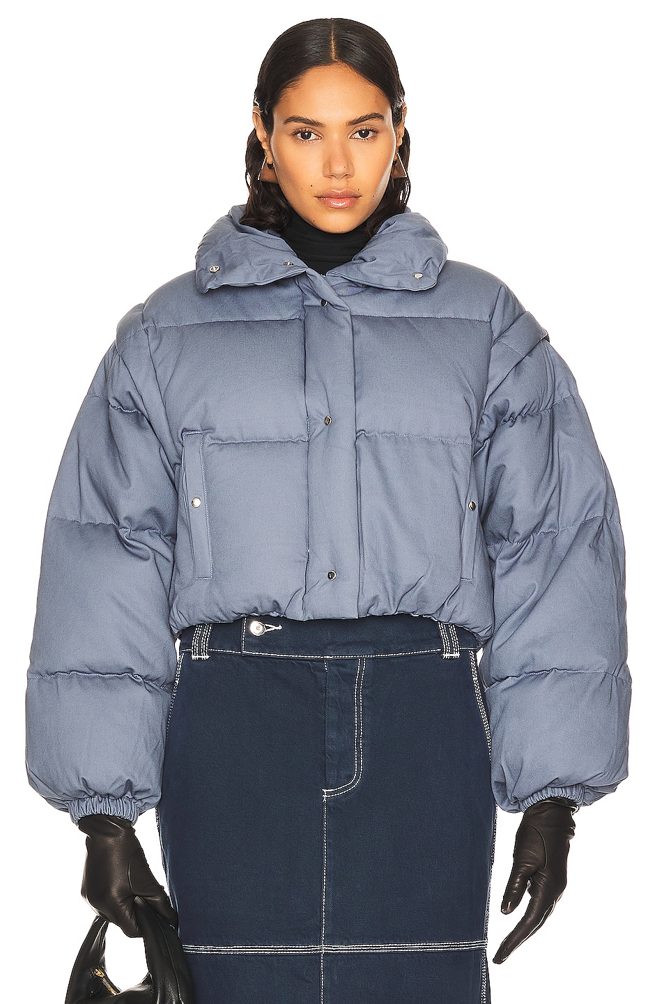 Image 1 of Helsa Chino Cropped Puffer in Blue Grey