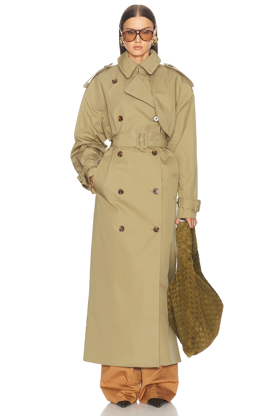 Shop Helsa Classic Oversized Trench In Olive