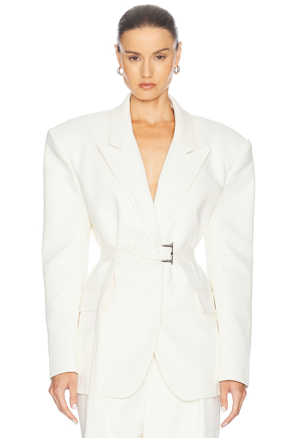 Image 1 of Helsa The Belted Blazer in Cream