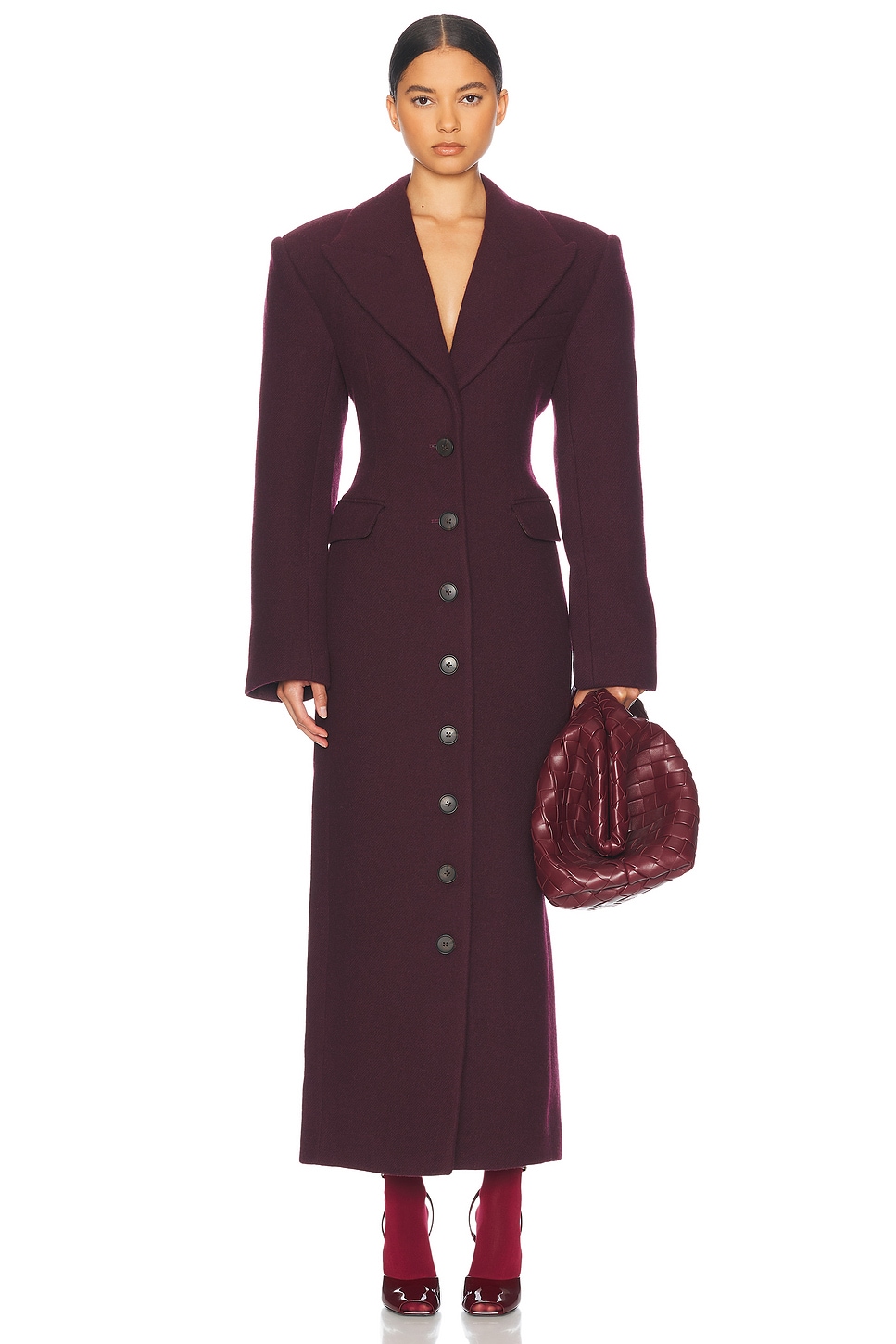 Image 1 of Helsa Italian Wool Blend Topcoat in Burgundy