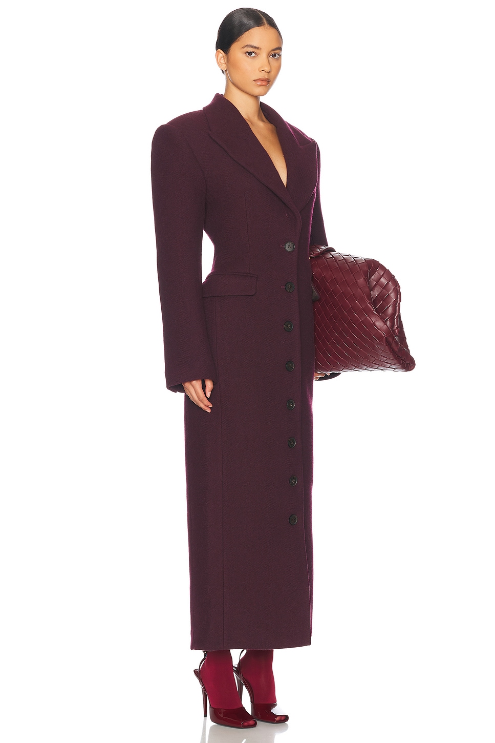 Shop Helsa Italian Wool Blend Topcoat In Burgundy