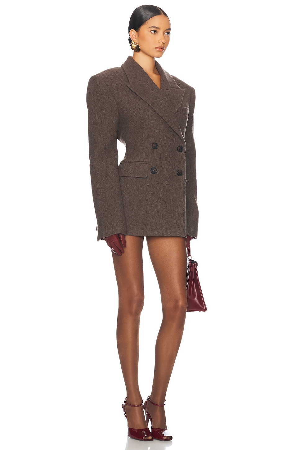 Helsa Italian Wool Blend Blazer In Cocoa