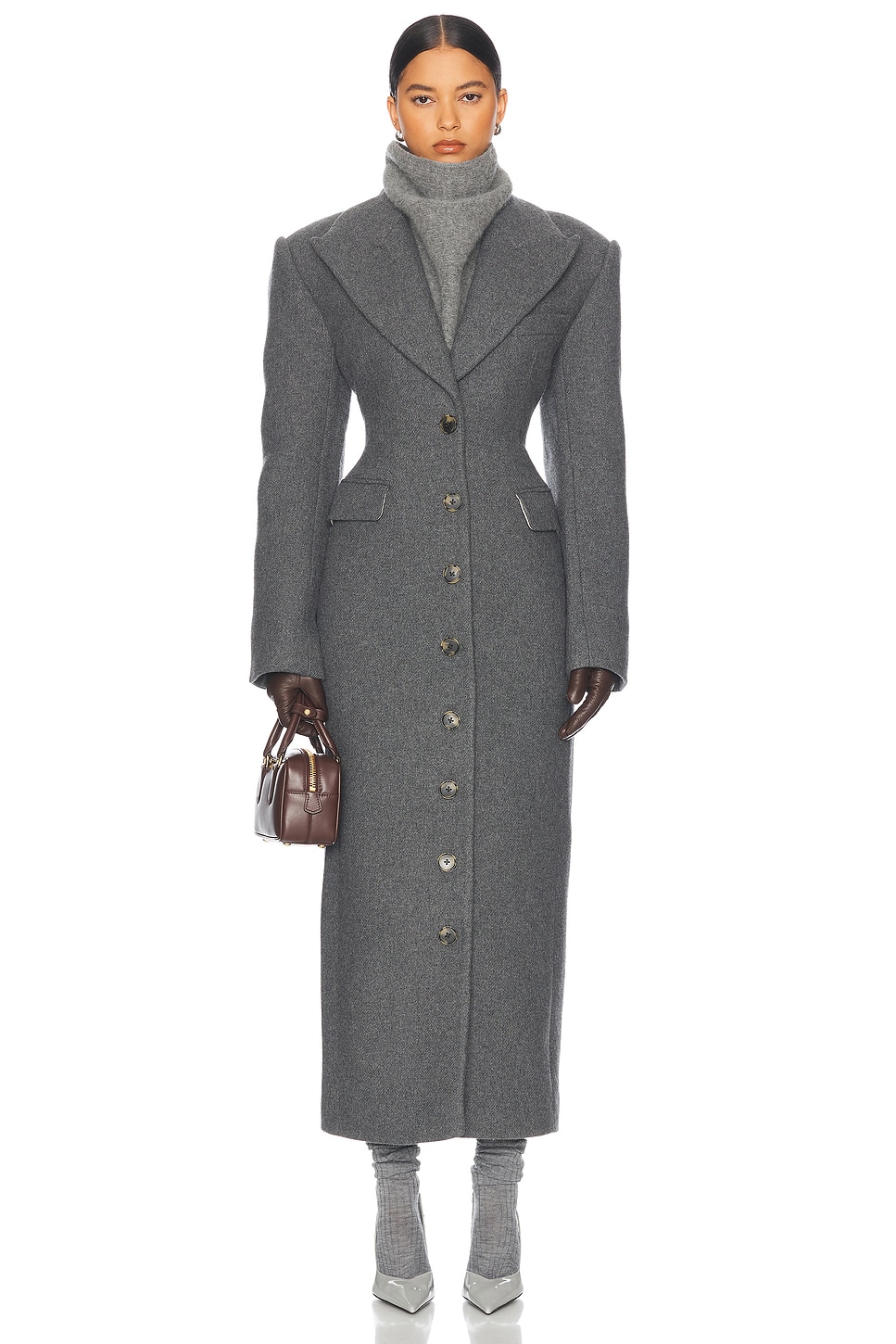 Image 1 of Helsa Italian Wool Blend Topcoat in Charcoal