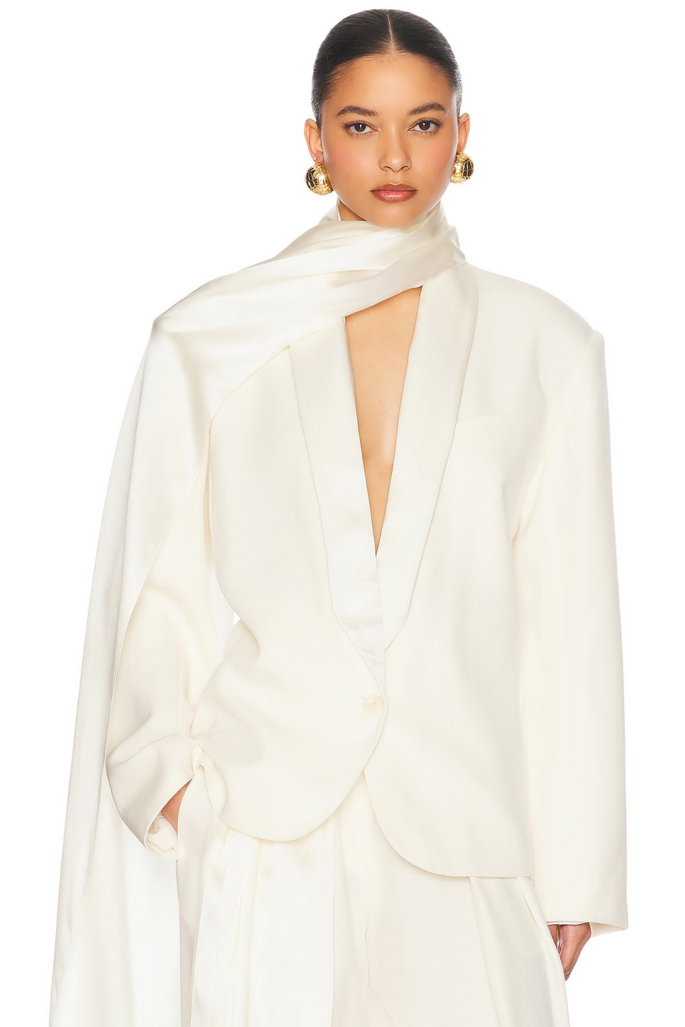 The Tux Blazer in Wool in Cream