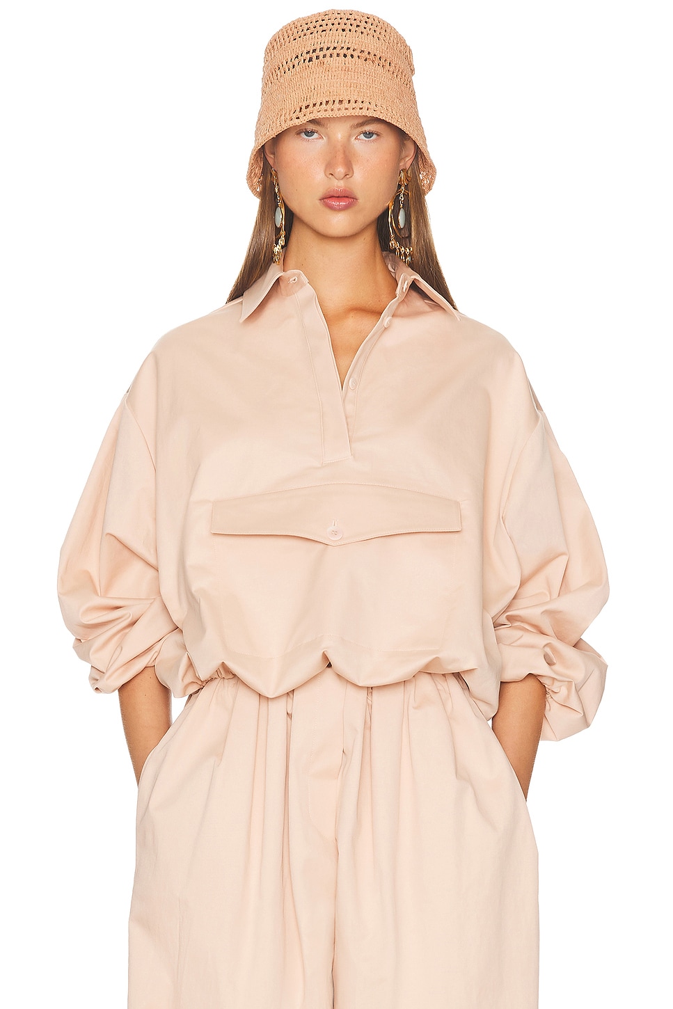 Image 1 of Helsa Cotton Twill Anorak in Shell