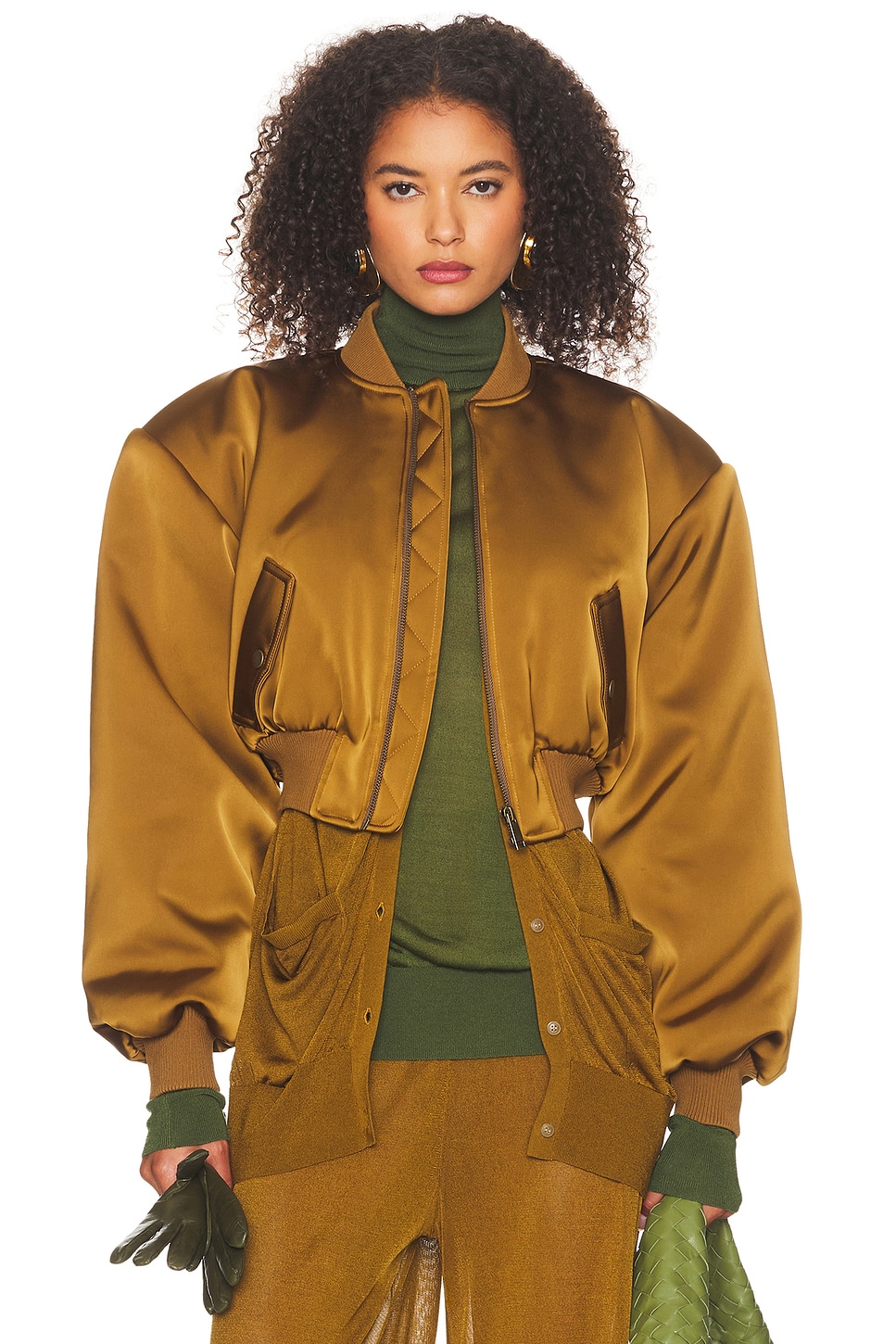 Helsa The Satin Puff Bomber In Yellow