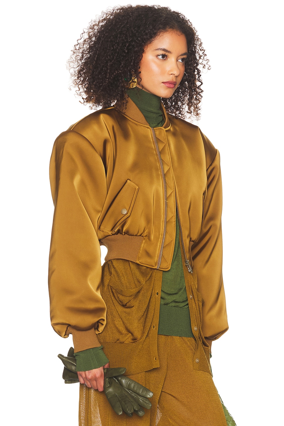 Helsa The Satin Puff Bomber In Yellow