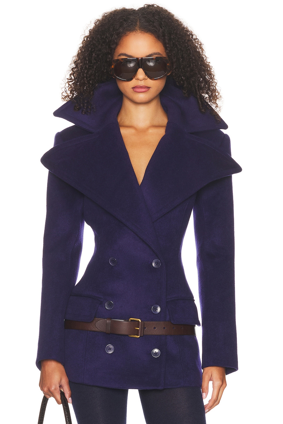 Image 1 of Helsa The Dramatic Collar Peacoat in Navy