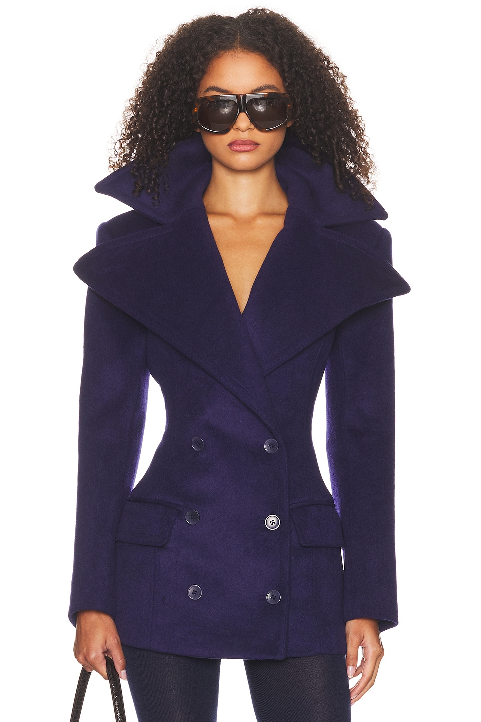 Helsa The Dramatic Collar Peacoat In Blue