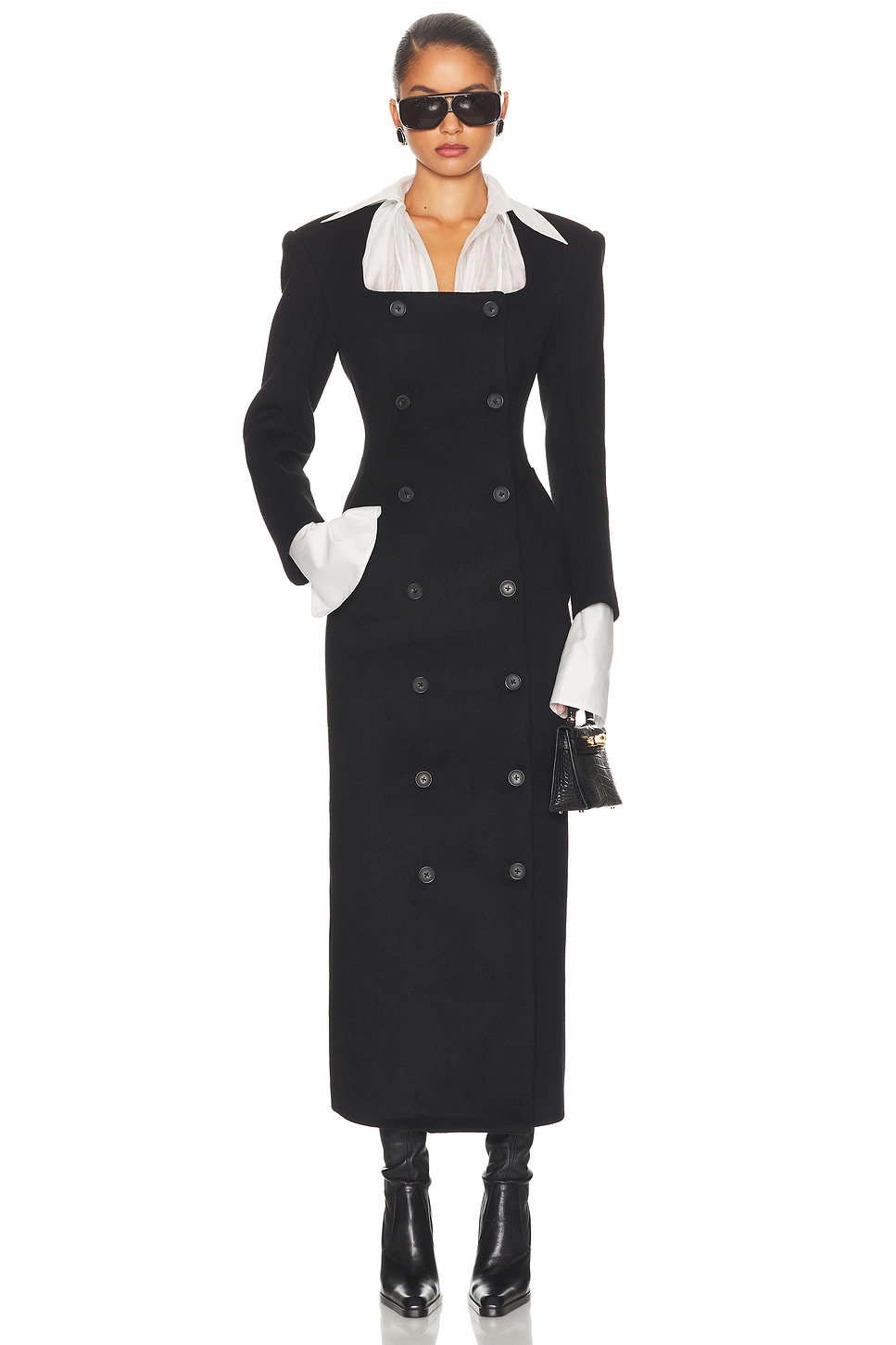Helsa The Hourglass Coat In Black