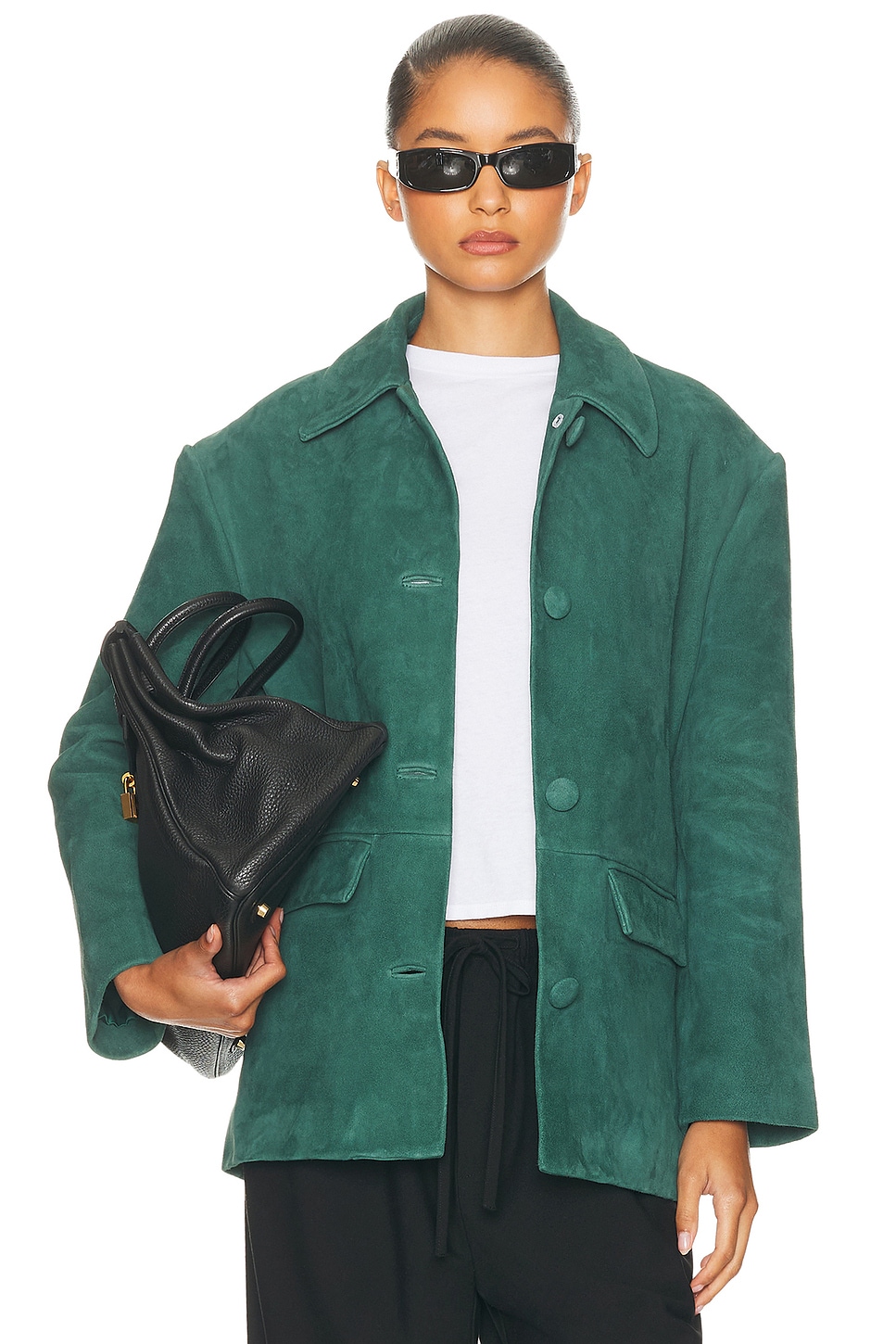 Image 1 of Helsa The Schoolhouse Jacket in Suede in Spruce