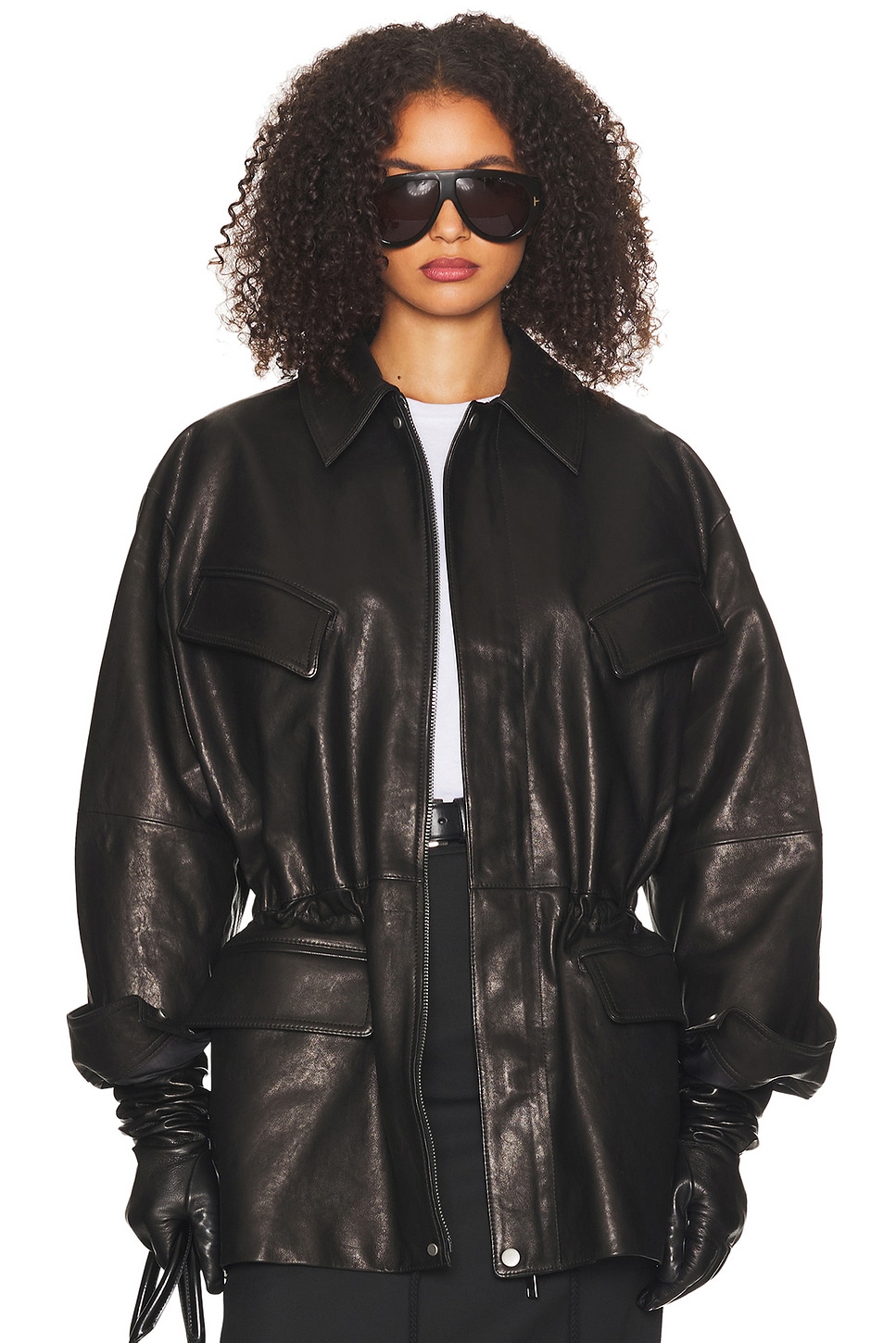 Image 1 of Helsa The Peplum Leather Moto Jacket in Black