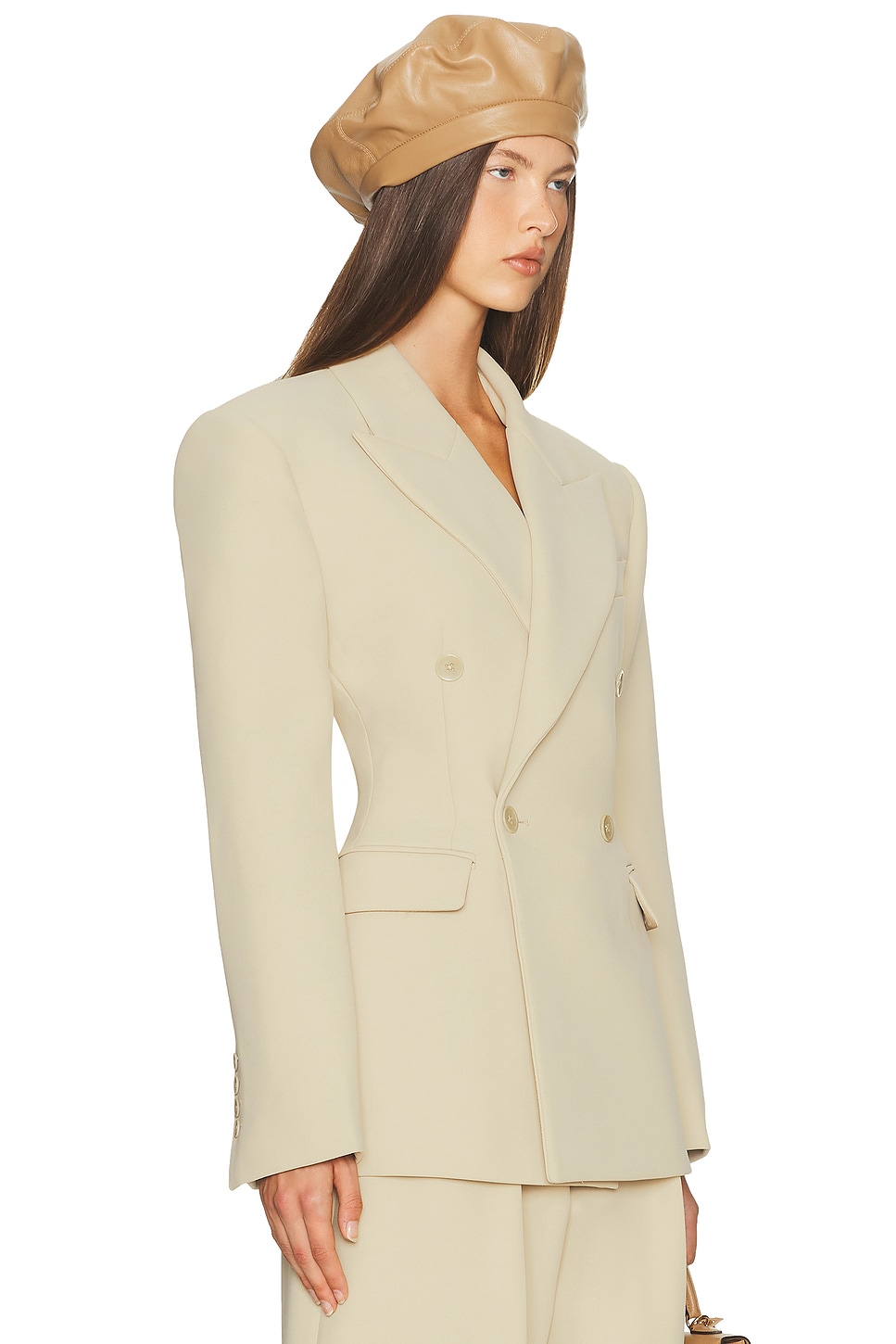 Helsa The Double Breasted S Curve Jacket in Very Heavy Crepe