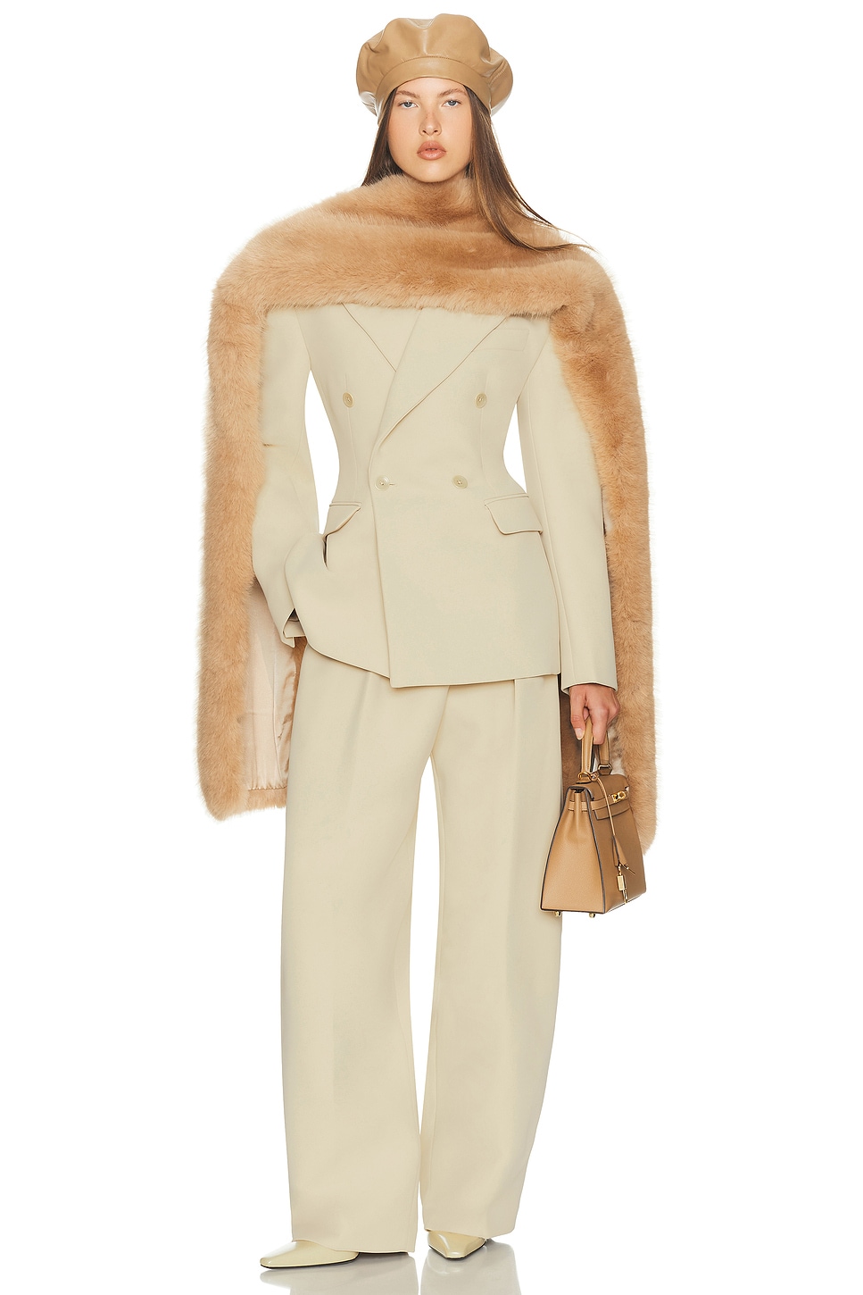 Helsa The Double Breasted S Curve Jacket in Very Heavy Crepe