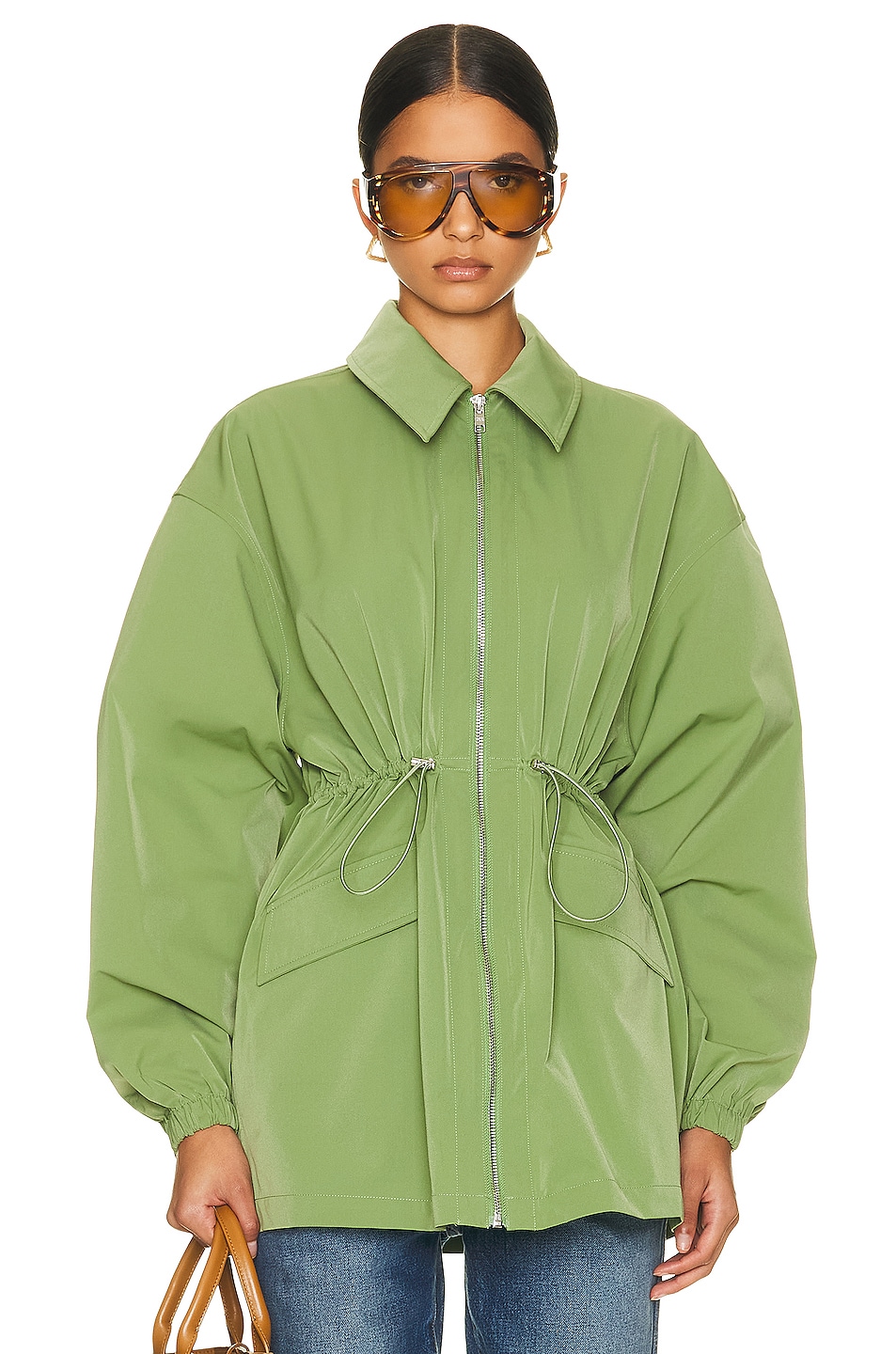 Image 1 of Helsa Tech Gabardine Zip Jacket in Army Green