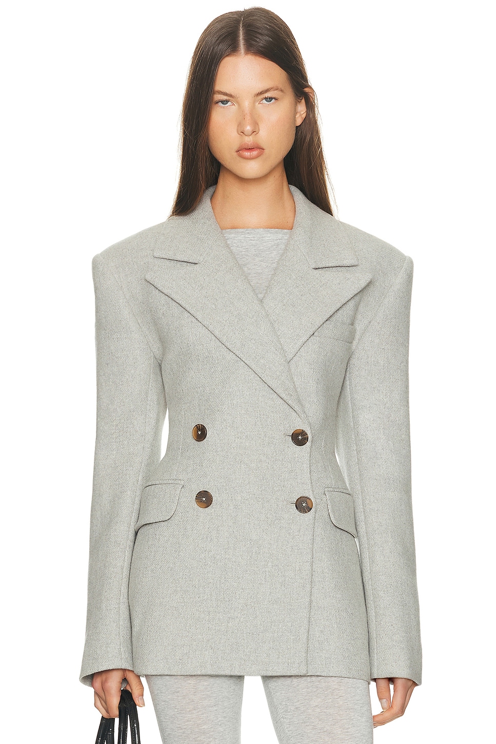 Image 1 of Helsa Italian Wool Blend Blazer in Light Heather Grey