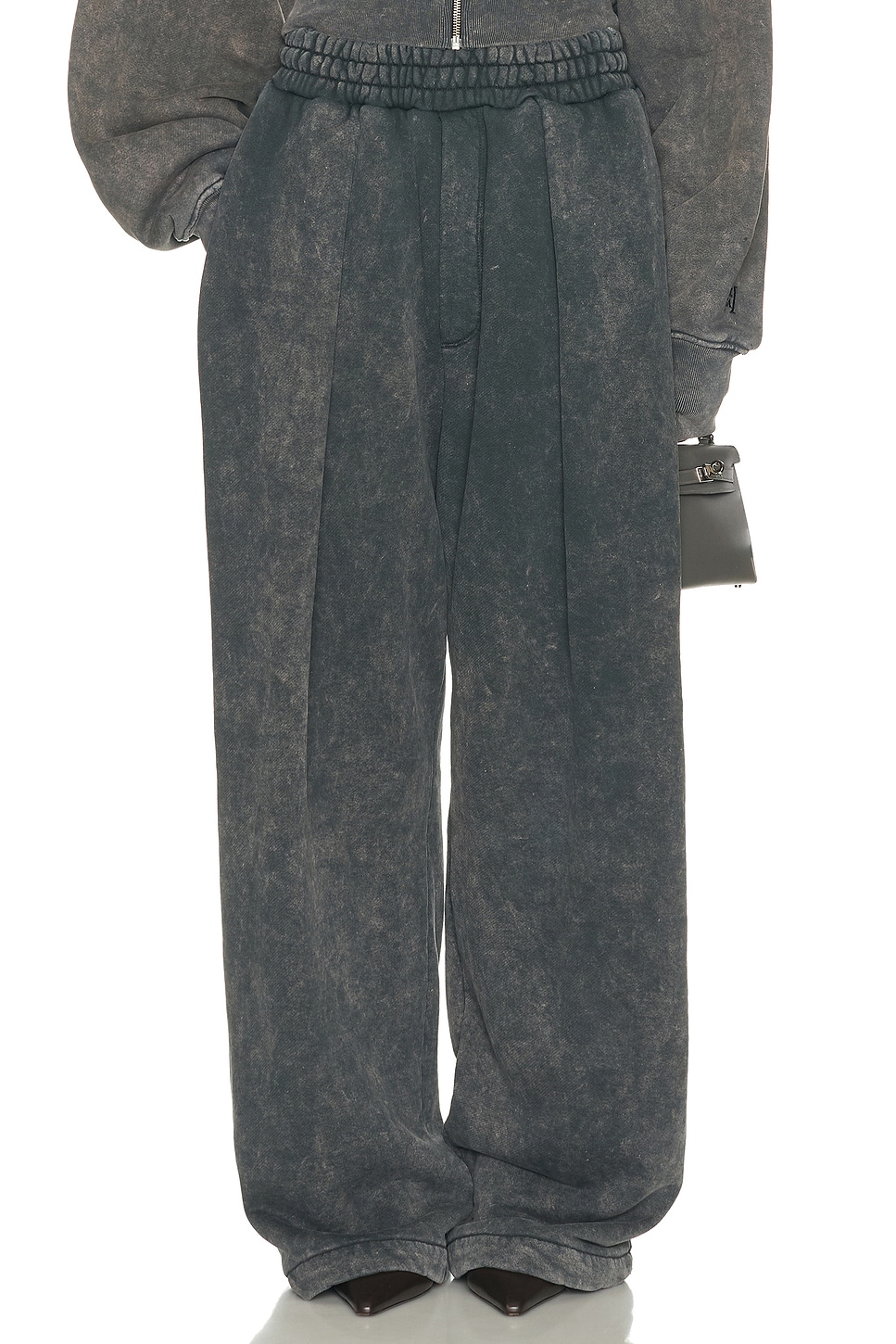 Image 1 of Helsa The Full Sweatpants in Fleece in Vintage Distressed Black