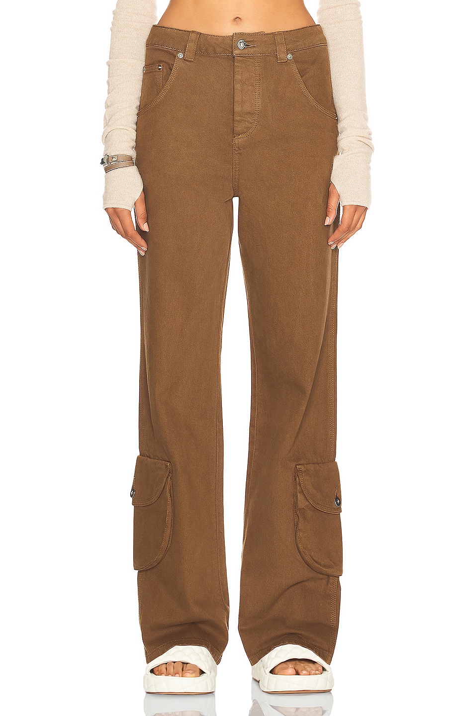 Image 1 of Helsa Straight Leg Workwear Pants in Dark Chocolate Brown