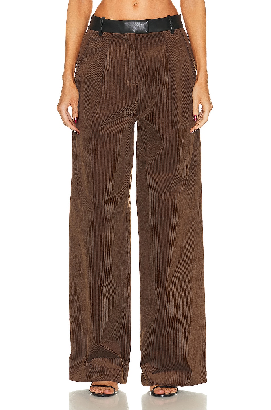 Image 1 of Helsa Corduroy Pleated Pant in Brown