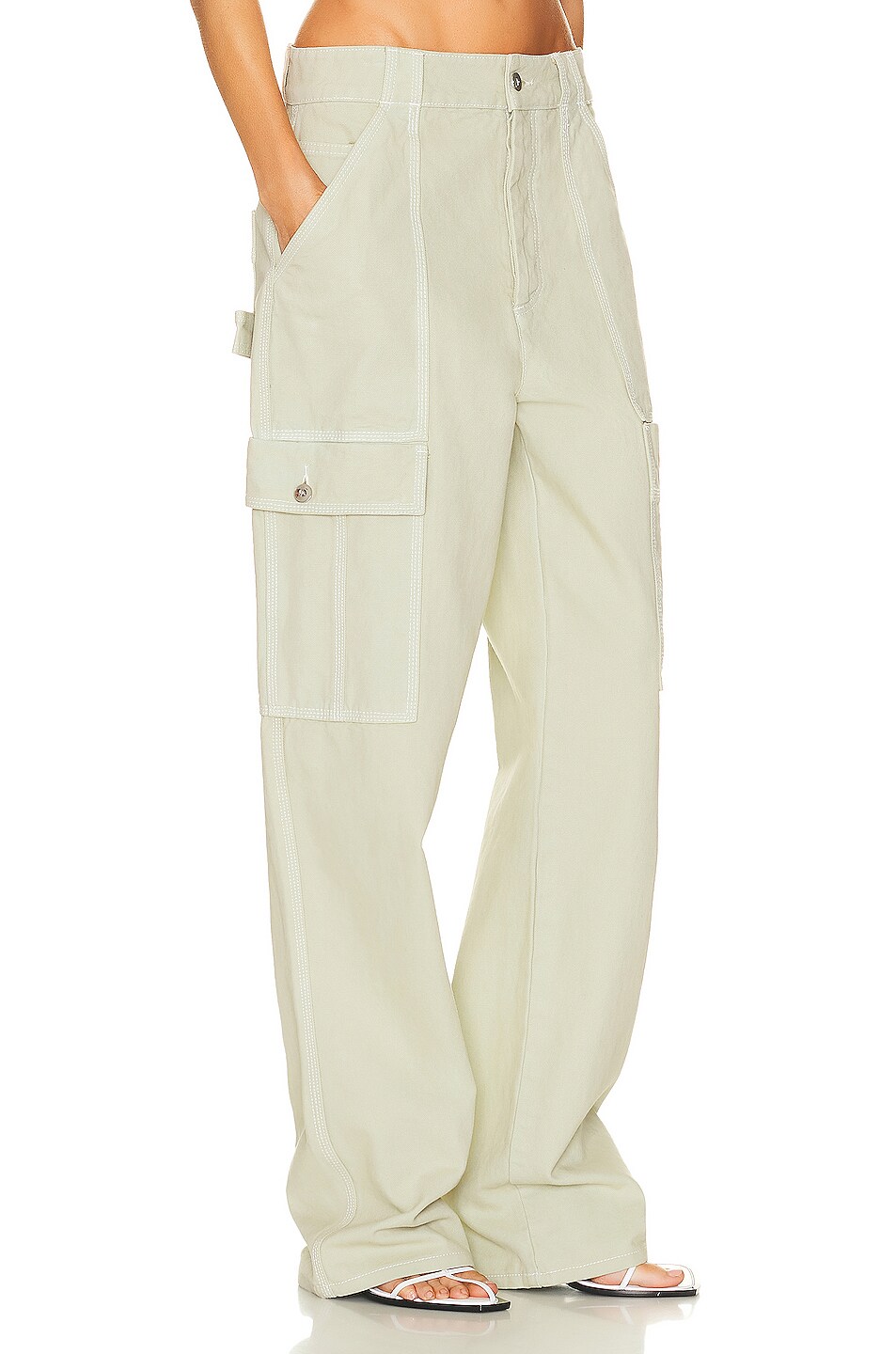 Helsa Wide Cargo Workwear Pants in Sage FWRD