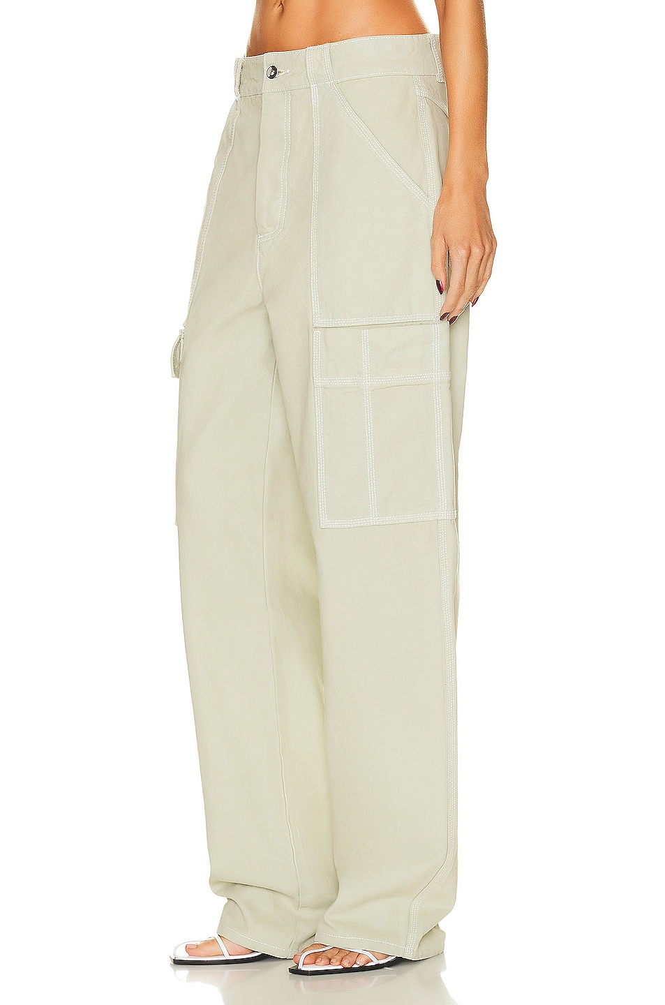 Helsa Wide Cargo Workwear Pants in Sage FWRD