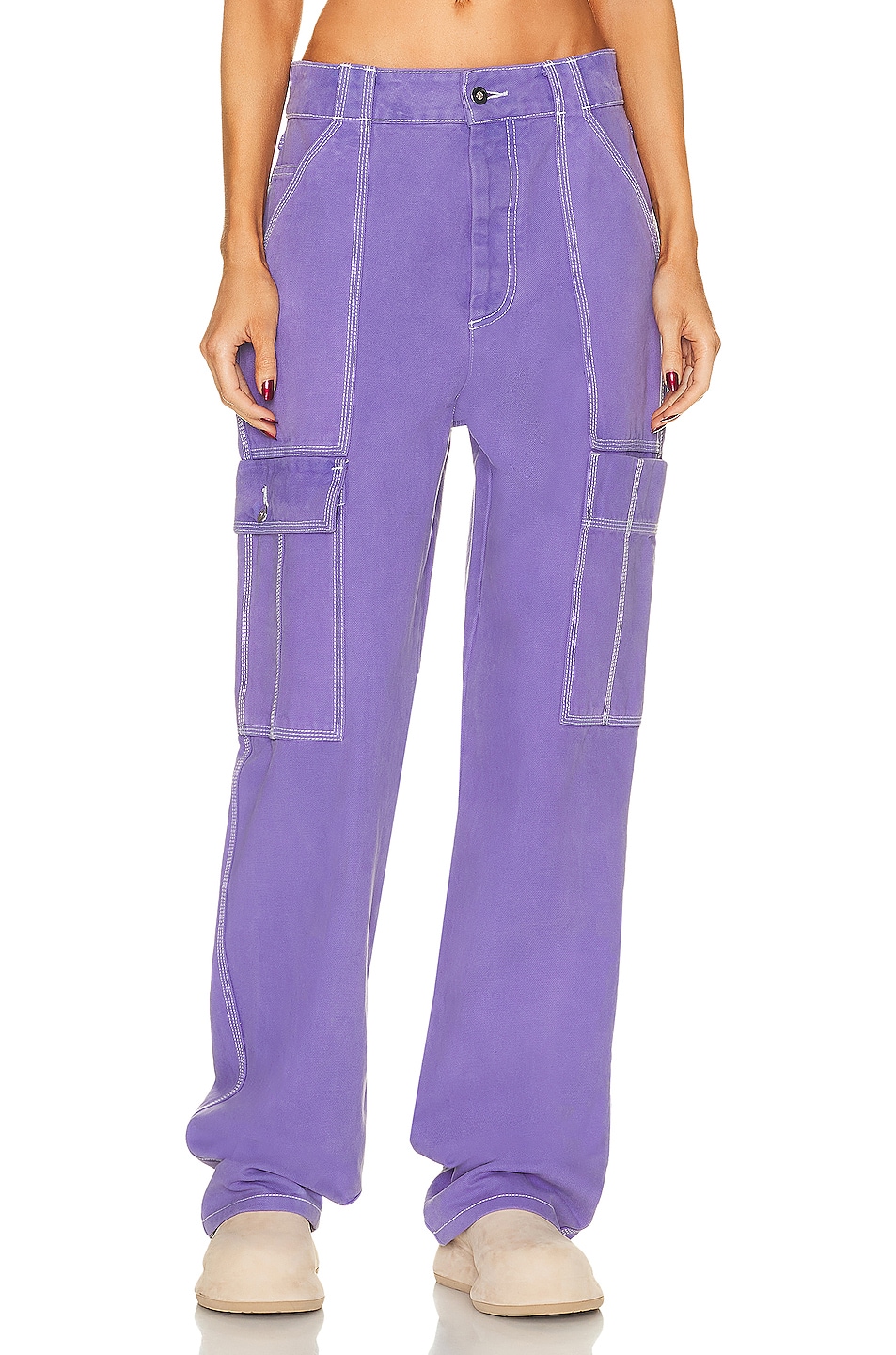 Image 1 of Helsa Wide Cargo Workwear Pants in Purple