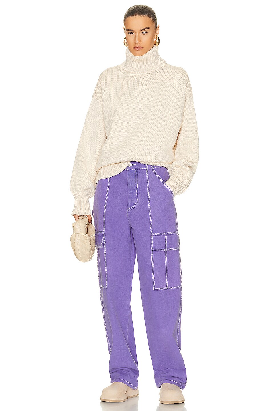 Helsa Wide Cargo Workwear Pants in Purple FWRD