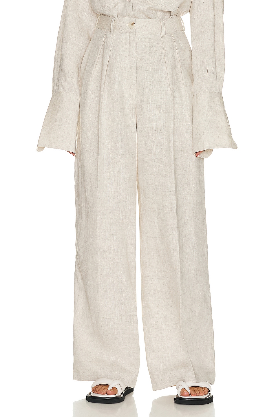 Image 1 of Helsa Linen Pleated Front Pant in Natural Linen
