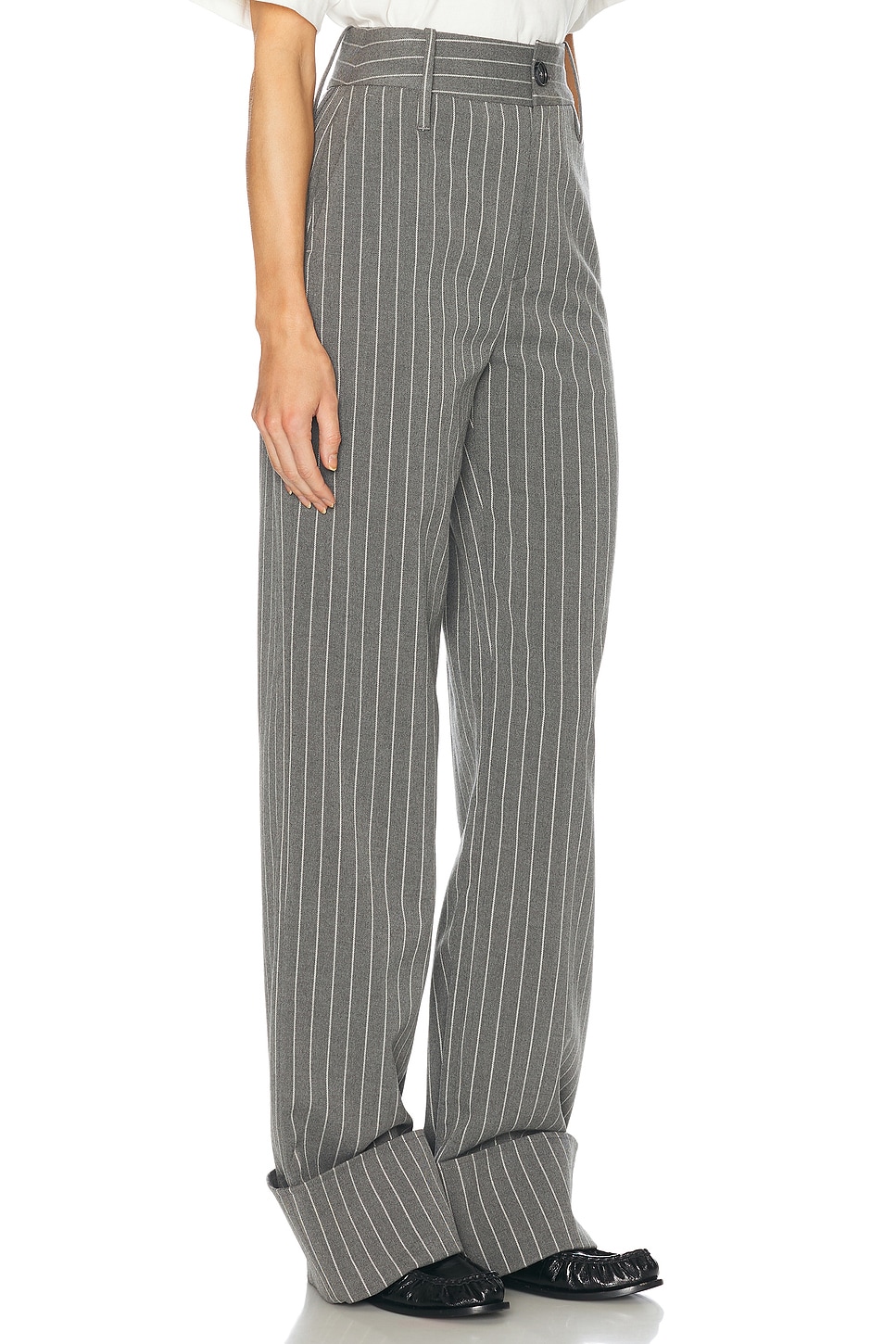 Helsa Pinstripe High Waist Cuffed Pants thumbnail