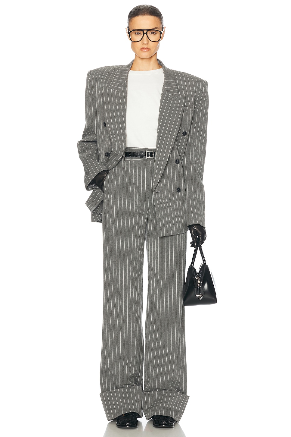 Helsa Pinstripe High Waist Cuffed Pants thumbnail