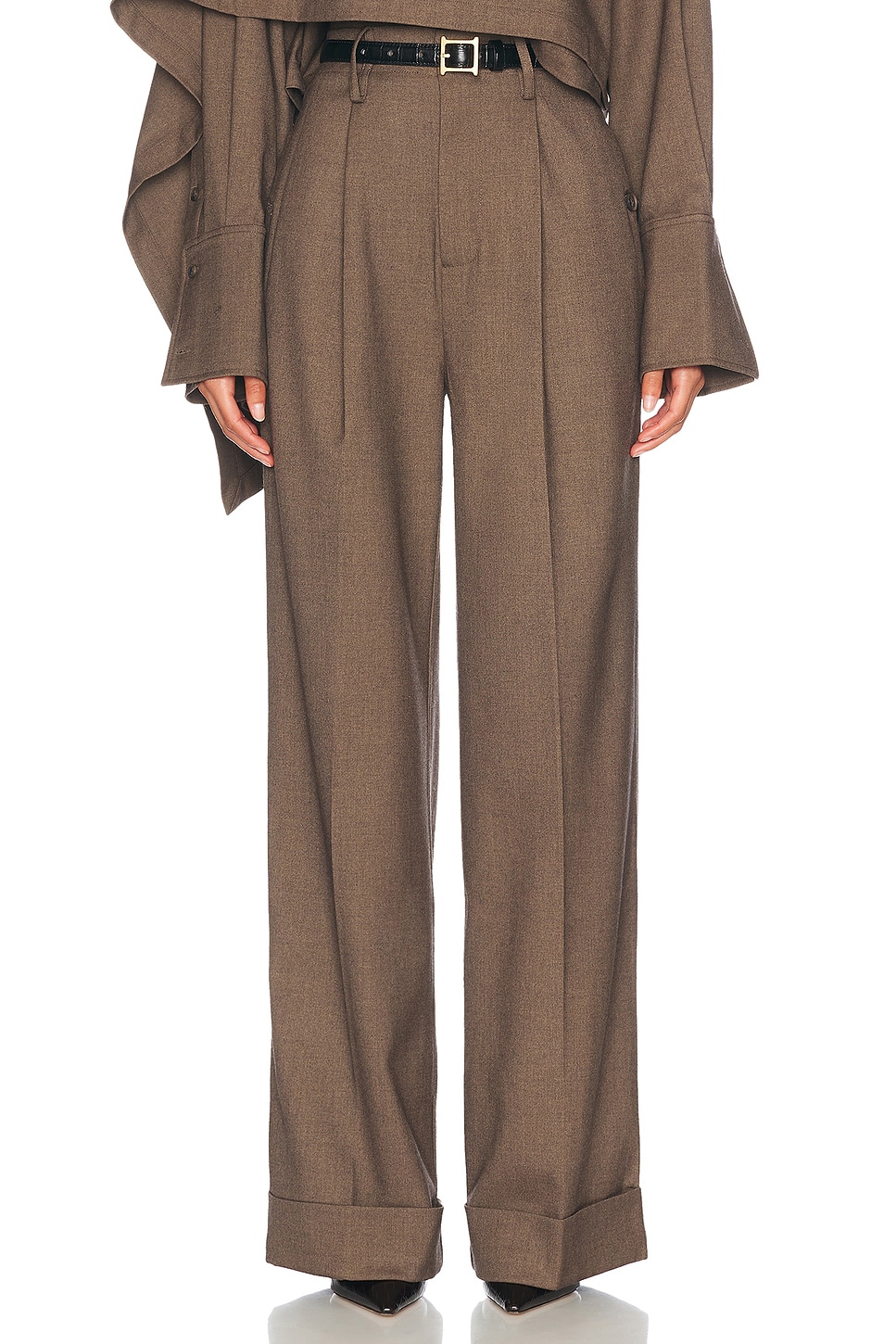 Image 1 of Helsa The Paperbag Trouser in Cocoa Melange