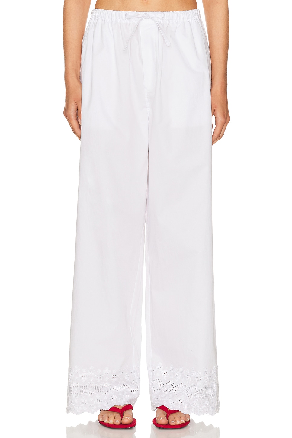 Image 1 of Helsa The Summer Pant With Vintage Swiss Embroidery in White