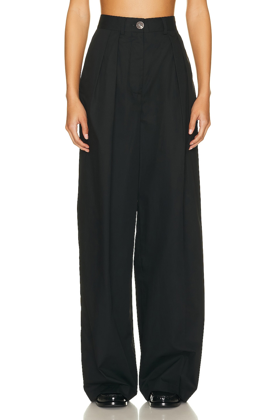 Helsa Cotton Poplin Trouser in Black | FWRD