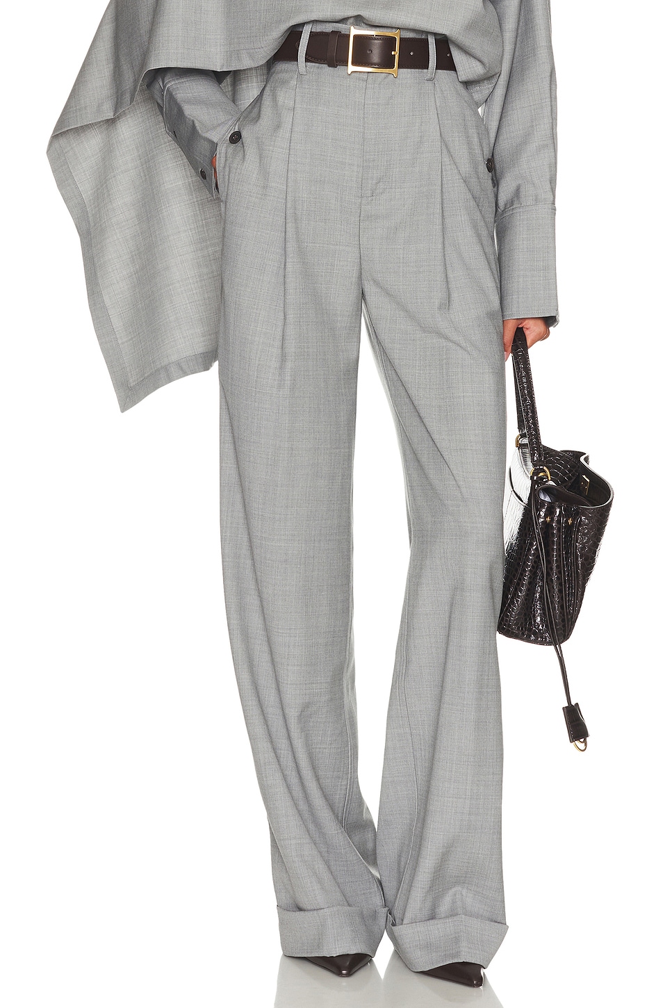 Image 1 of Helsa The Paperbag Trouser in Grey Melange