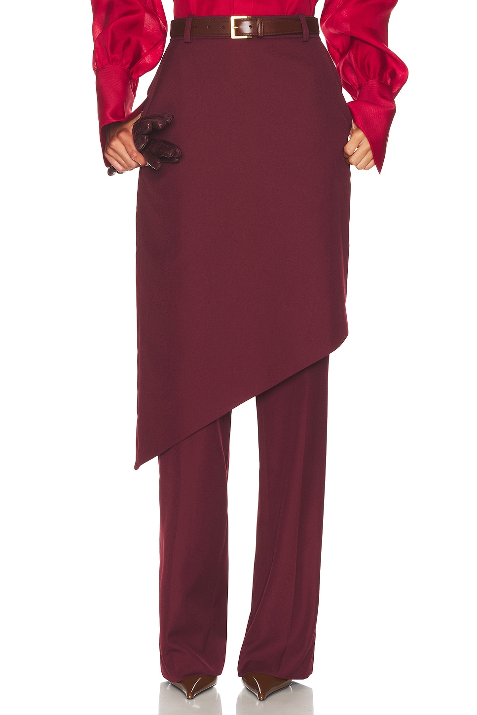 Image 1 of Helsa Trouser With Attached Skirt in Zinfandel
