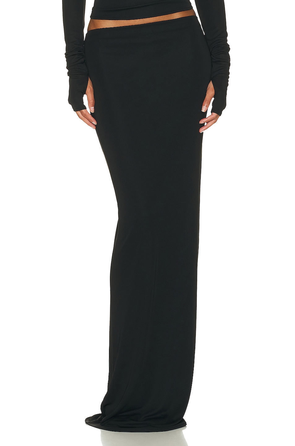 Image 1 of Helsa Matte Jersey Slim Skirt in Black