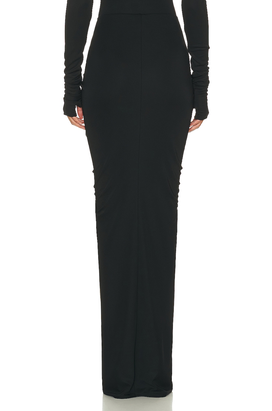 Helsa Matte Jersey Long Ruched Skirt in Black | FWRD