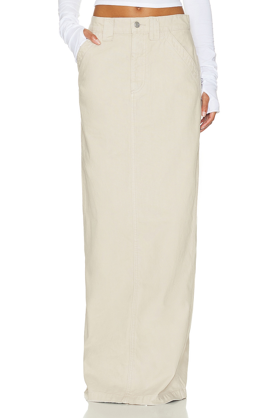 Image 1 of Helsa Workwear Long Skirt in Taupe