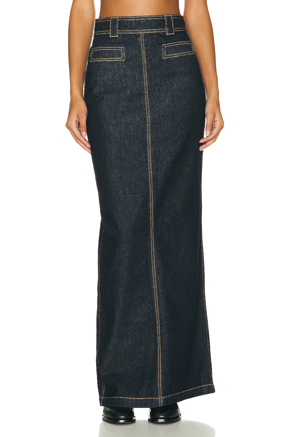 Image 1 of Helsa Denim Long Skirt in Indigo Blue
