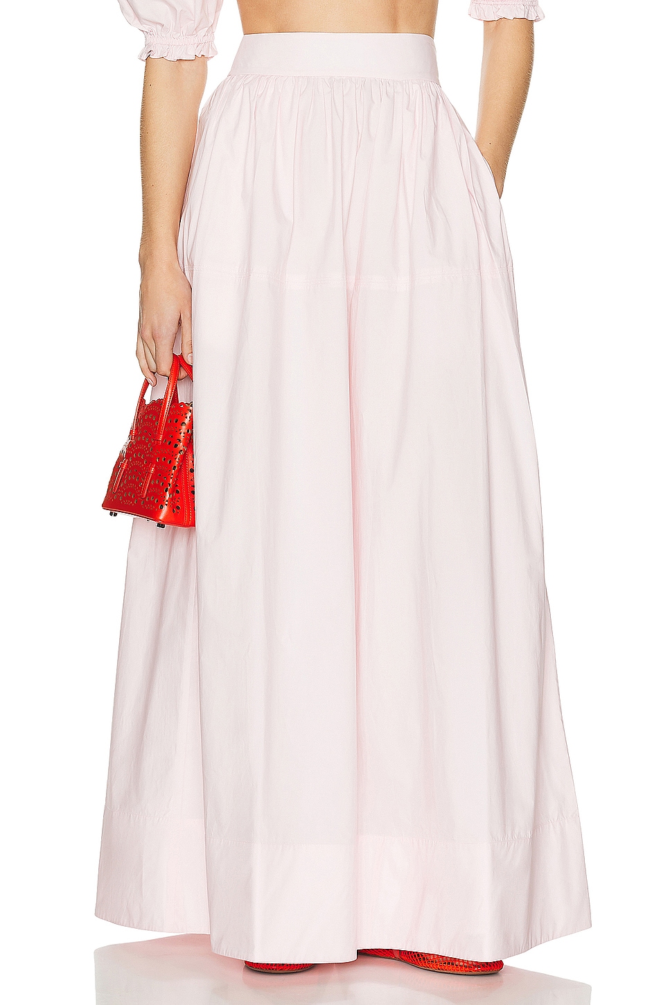 Image 1 of Helsa Poplin Maxi Skirt in Pale Pink