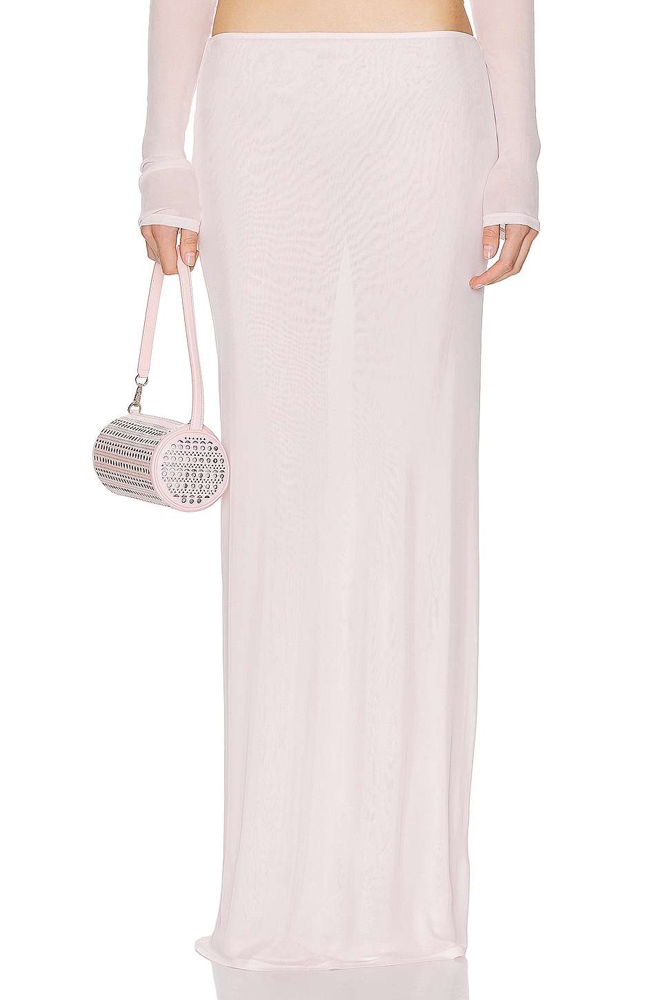 Image 1 of Helsa Sheer Knit Layered Maxi Skirt in Ballet Pink